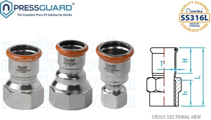 Stainless Steel 316L Press Fit FI Adaptor